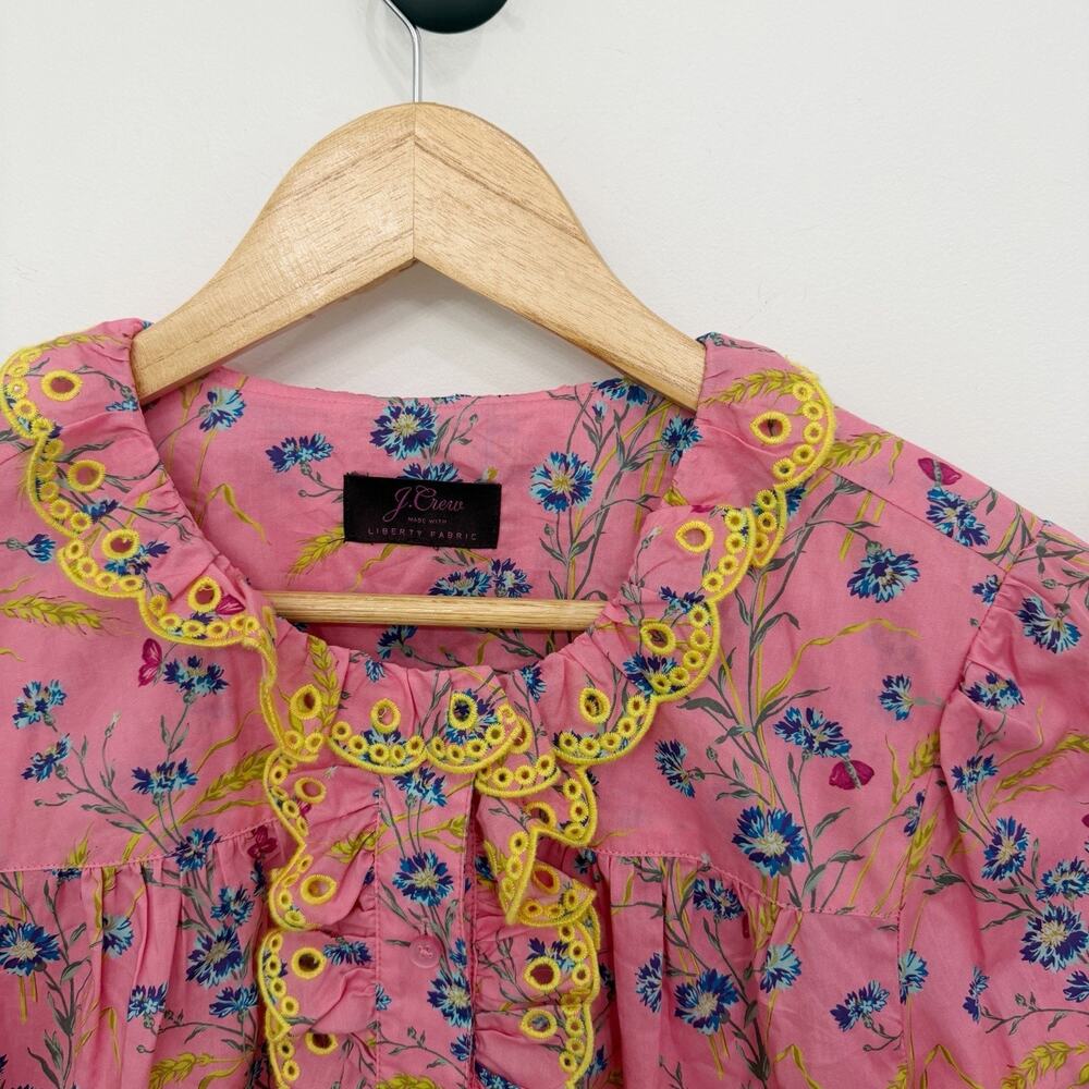 Women’s J. Crew Poplin Ruffle Blouse In Pink Liberty Size M?* - Picture 4 of 8
